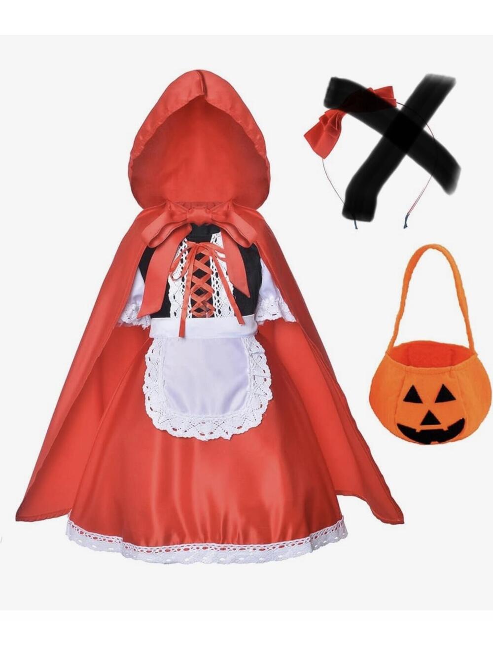Girls Red Riding Hood Costume Dress Set Size 140
